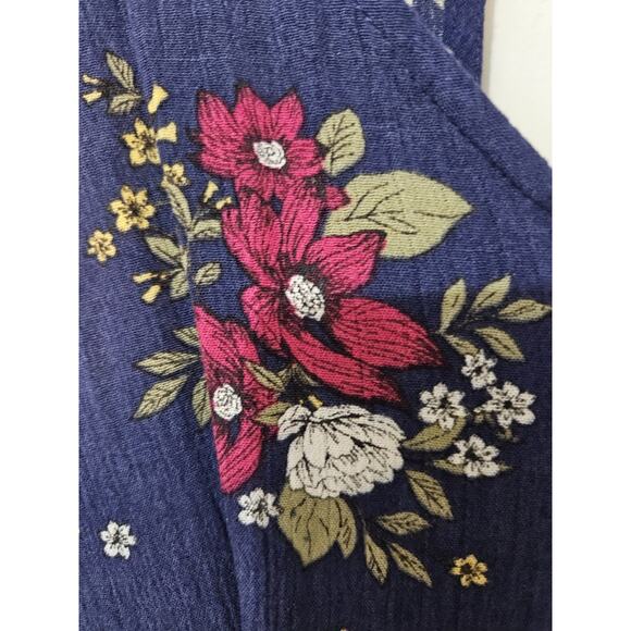 Hem & Thread Wrap Romper Blue Floral Womens Medium Tie Back Bloomcore Boho Gypsy - Picture 3 of 13